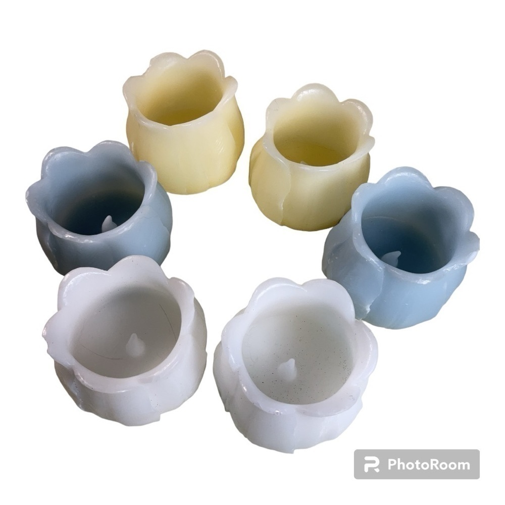 Tulip Flameless LED Tea Light Candles Set of 6 Pastel Colors